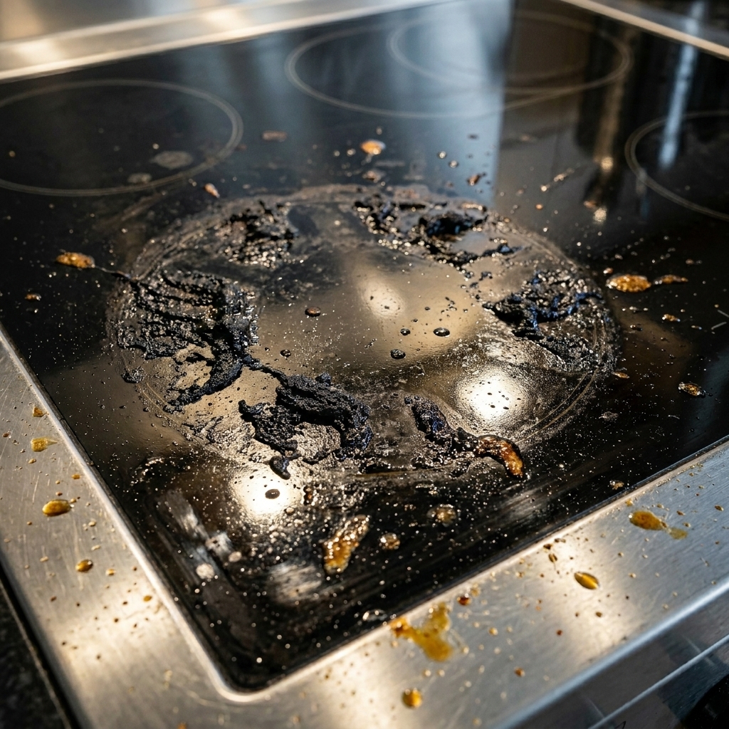 Burnt oil stains baked on for months