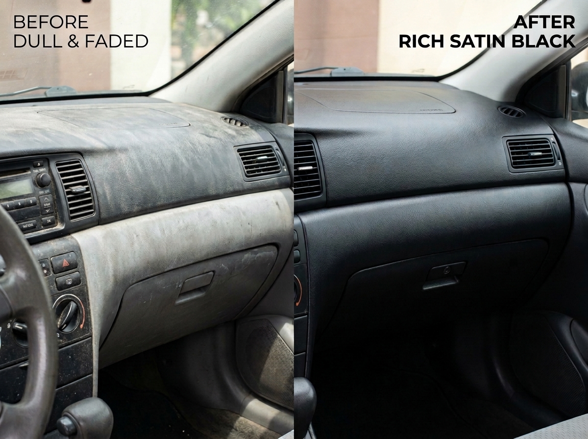 Car dashboard transformation with AutoBlack — no greasy shine, no streaks