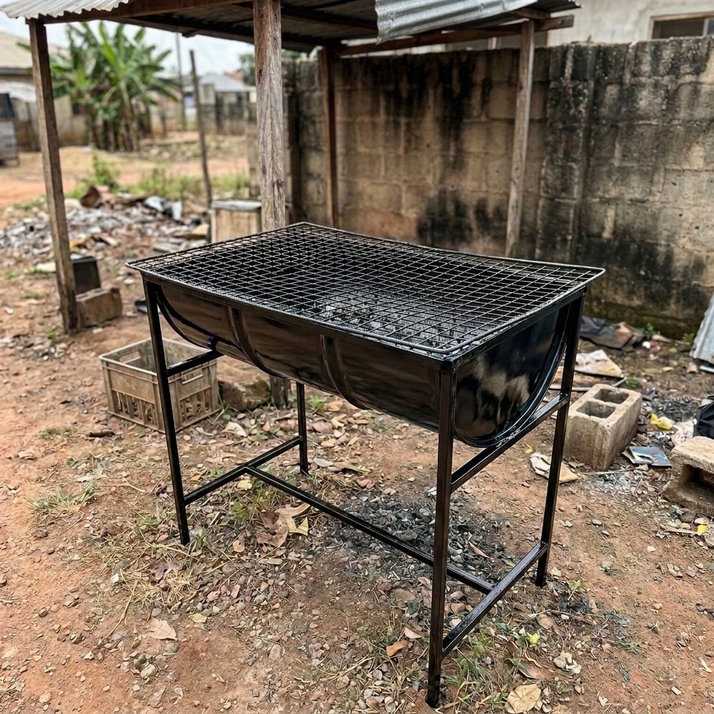 Same grill stand fully sprayed shiny gloss black