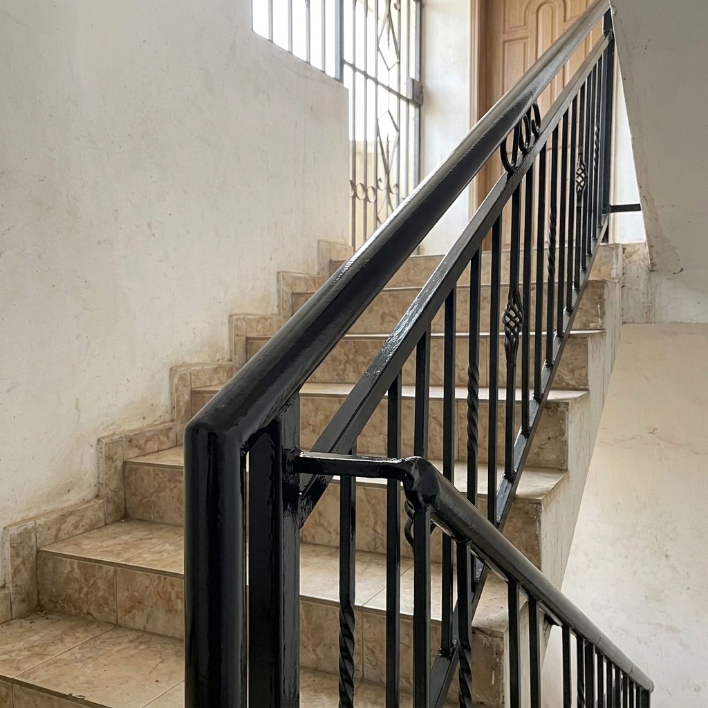 Same railings in deep, shiny gloss black