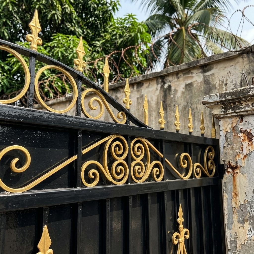 Same gate with gold spikes and designs