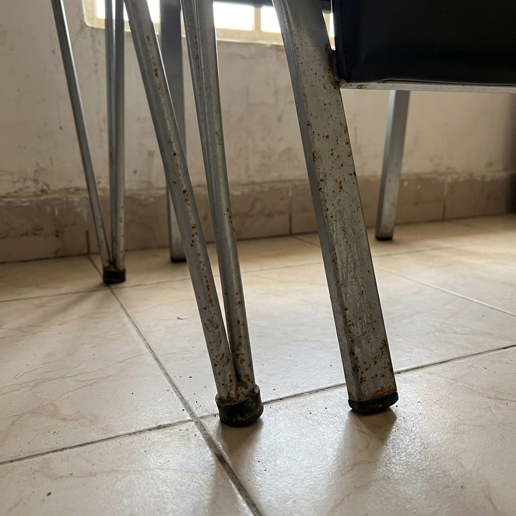 Dull, scratched metal table legs